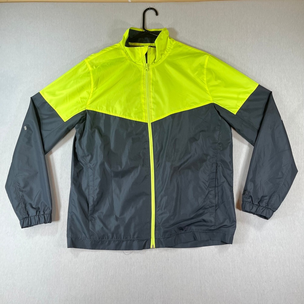 Starter Windbreaker Jacket Men M (38-40) Neon Yellow Full Zip Mesh RM33434